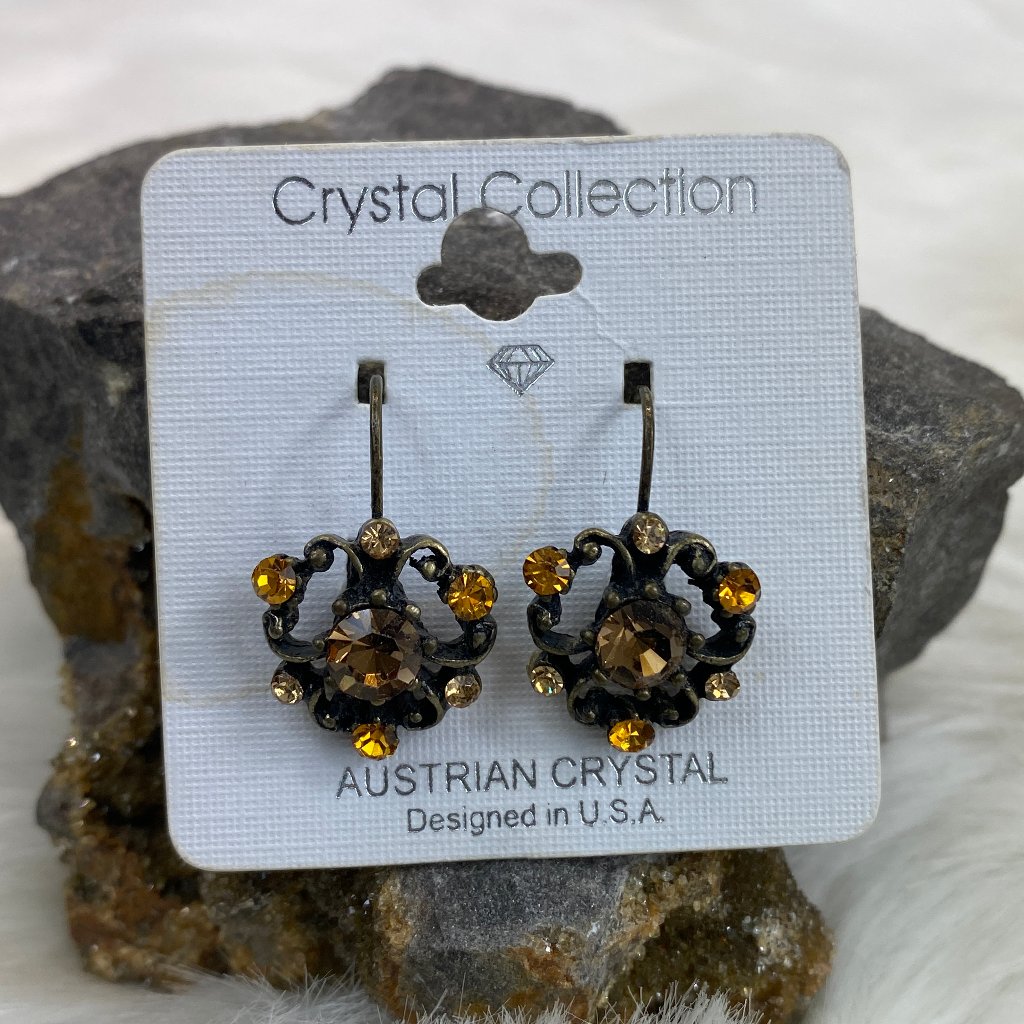 New On Card - Crystal Collection Austrian Crystal Orange Pierced Earrings